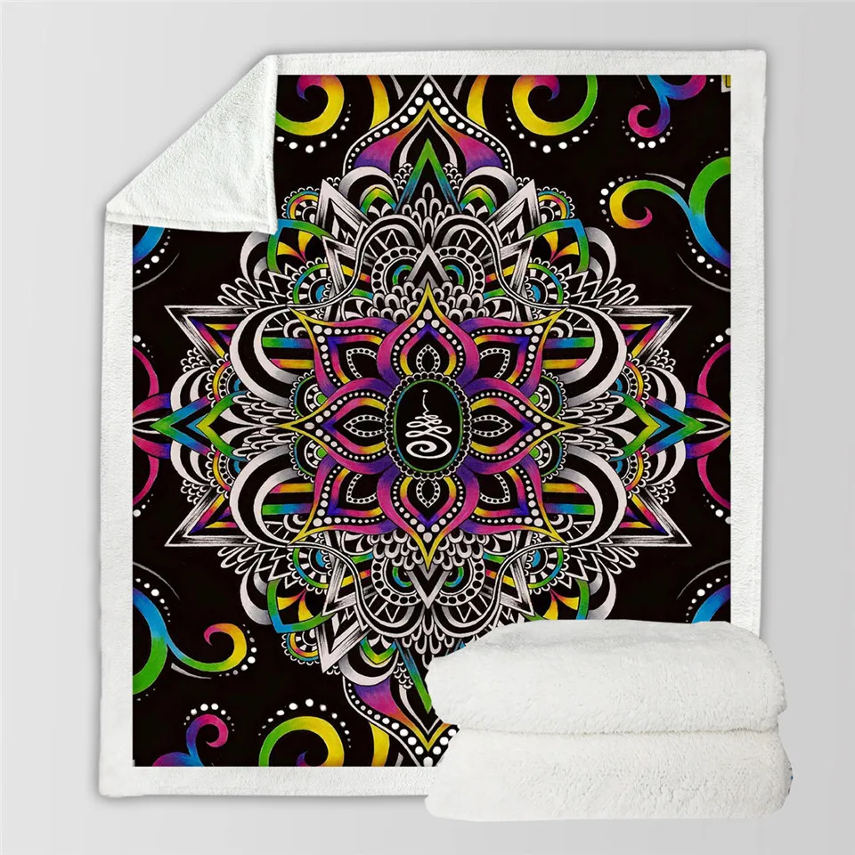 Harmony Magic Trippy Alien by Brizbazaar Sherpa Blanket Watercolor Throw Blanket The Third Eye Custom Blanket Mandala Saucerman Mantas De Cama - Цвет: Harmony Magic