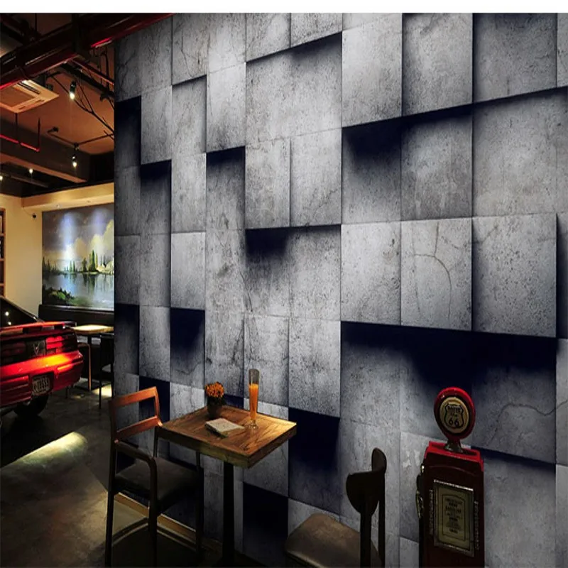 

Drop Shipping photo Wallpaper Cement Wall Lattice Brick Wallpaper Net Coffee KTV Milk Tea Cafe Mural Retro Nostalgic 3D Stereo