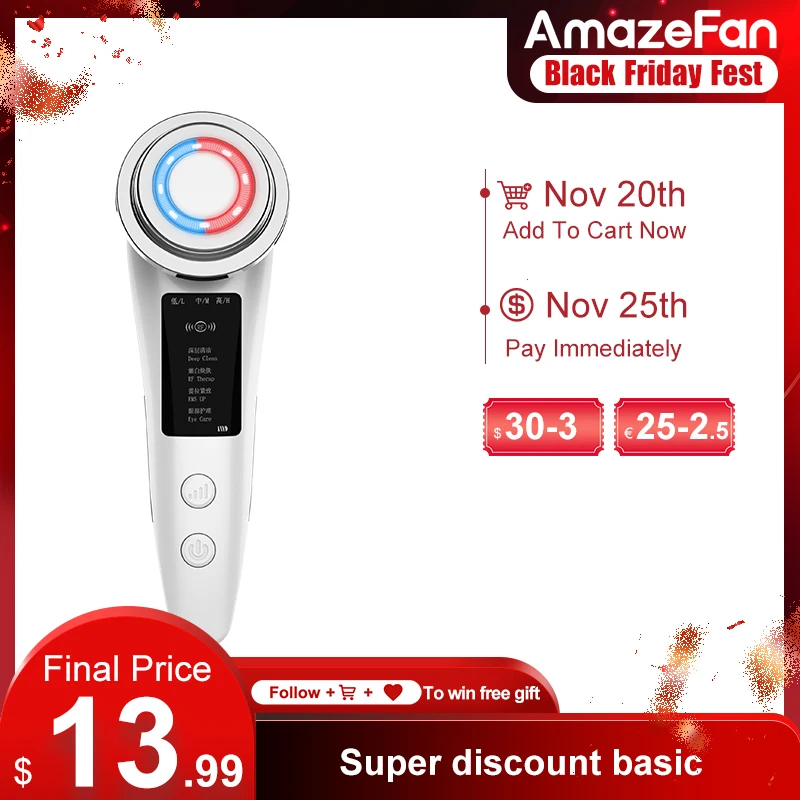 

AmazeFan 4in1RF&EMS Radio Mesotherapy Electroporation lifting Beauty LED Face Skin Rejuvenation Remover Wrinkle Radio Frequency