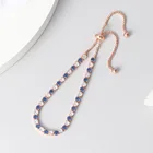 ZHOUYANG ювелирные браслеты для женщин Простой Синий Круглый Циркон розовое золото цвет девушка браслет ювелирные изделия Модные корейские подарки H055