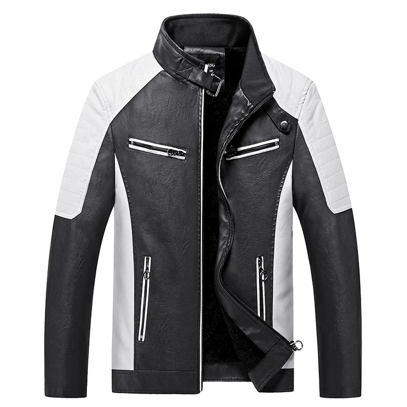 

Men Spring New Motorcycle Causal Leather Jacket Coat Men Autumn Outfit Fashion Biker Pocket Design PU Leather Jacket Men