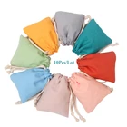 Мешочки для украшений из натурального хлопка 10 шт., рождественский подарок, упаковочный пакет для ресниц, саше на шнурке для макияжа, можно нанести логотип