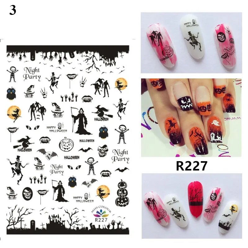 

3D Halloween Pumpkin Bat Sticker For Nails Cartoon Sliders for Nail Art Decoration DIY Design Decals Manicure Nail Art Decor