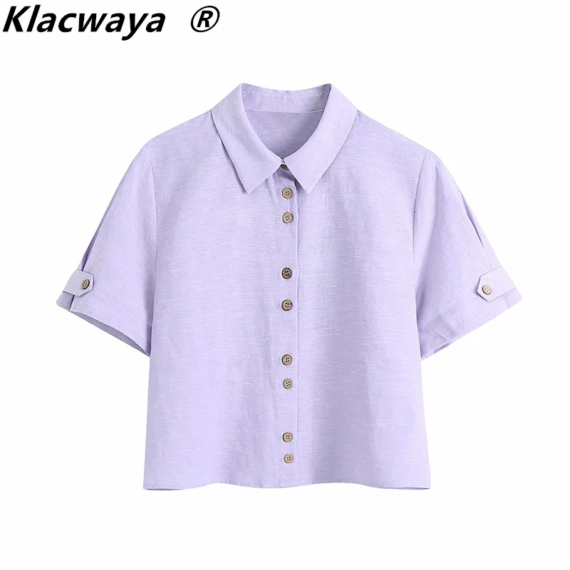 

Klacwaya 2021 Женская модная однотонная короткая блузка женская однобортная кимоно рубашка шикарные повседневные облегающие Блузы Топы