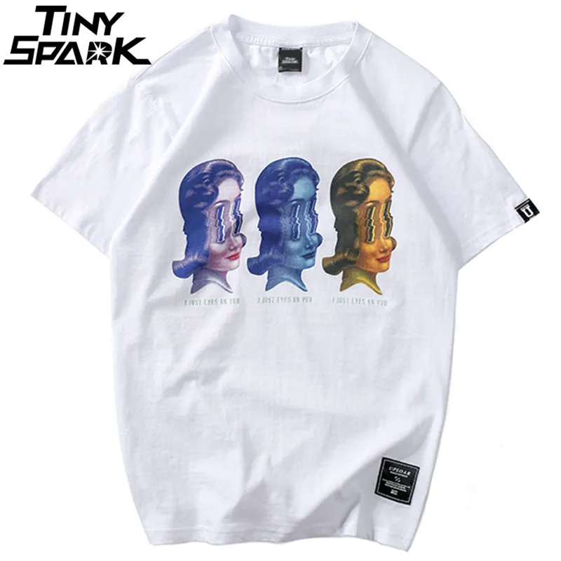 Мужская футболка с принтом Funny Eyes on You, футболки в стиле хип-хоп, уличная одежда, летние хлопковые футболки с коротким рукавом, футболки черного и белого цвета