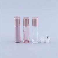 10pcs 10ml pink color thick glass roll on essential oil empty perfume bottle roller ball bottle for travel