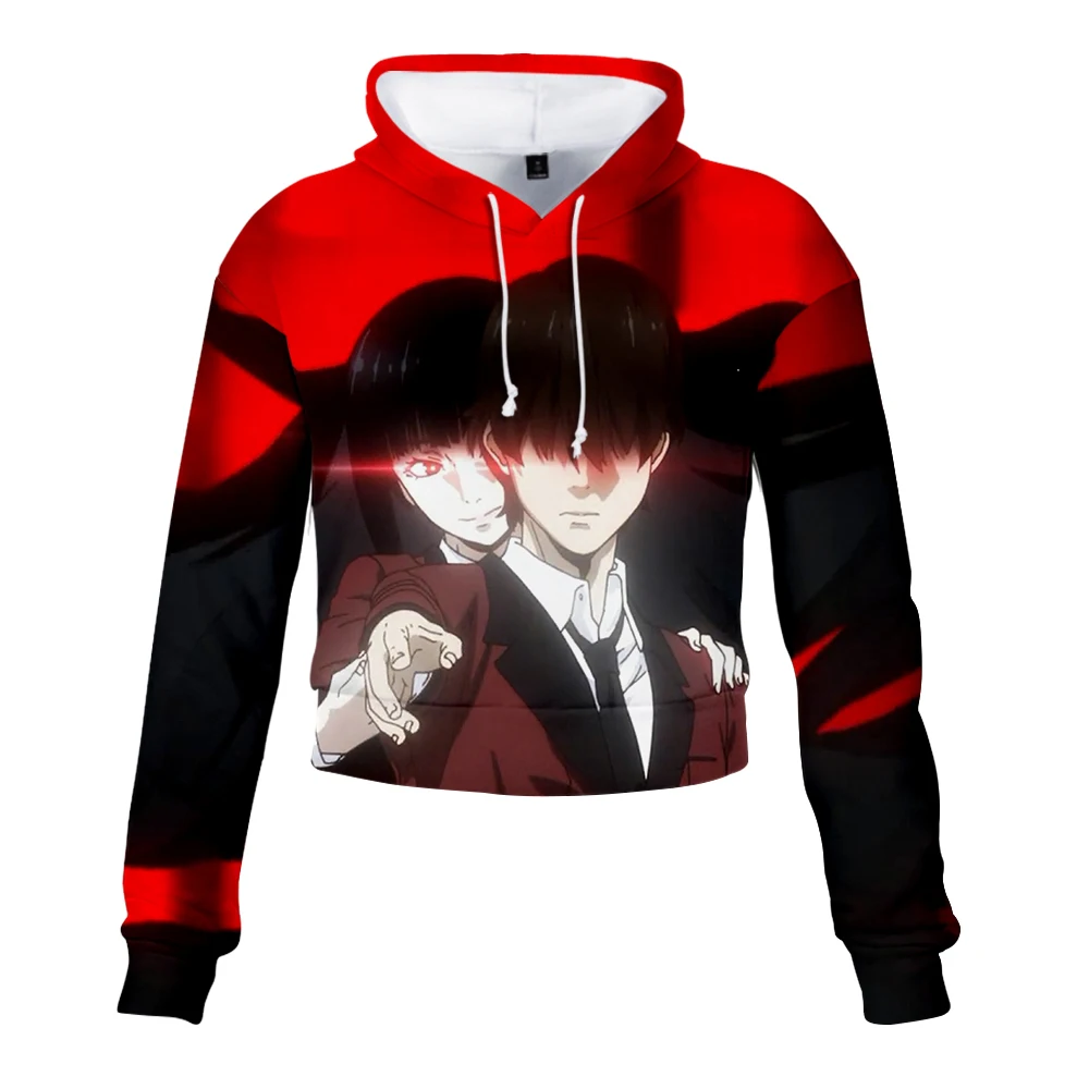 Kakegurui Короткая Толстовка с капюшоном Модный милый сексуальный женский тренд из