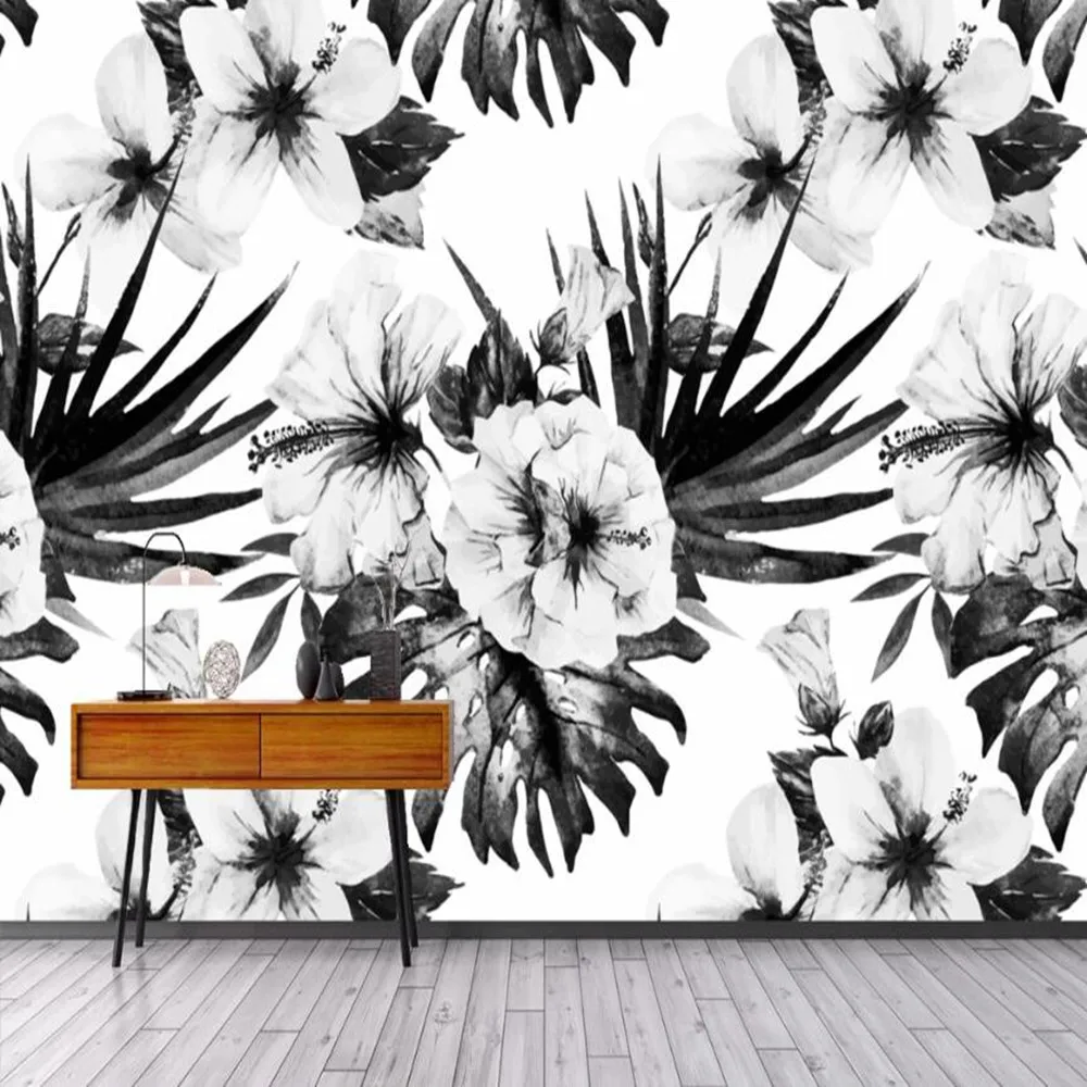 Milofi пользовательские большие обои 3D скандинавские Ретро черный и белый пион фон