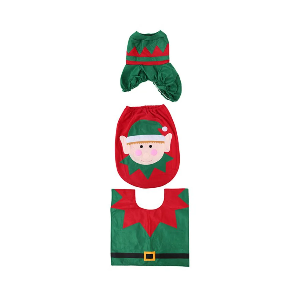 

Christmas Decorations Elf Deer Santa Claus Toilet Seat Cover Ornament For Home