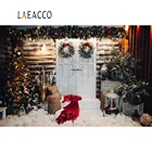 Laeacco фоны для фотосъемки Зимний Рождественский сосновый венок светильник лый двор Санта Клаус сумка Детский веранды