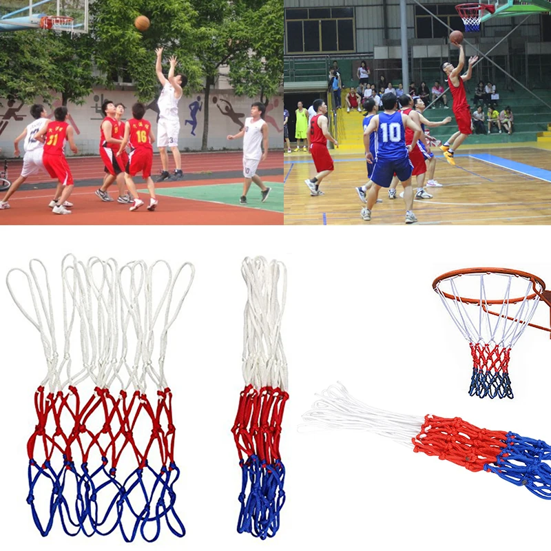 

Прочная нейлоновая толстая нить, универсальная баскетбольная сетка трех цветов, Сменная сетка для помещений и улицы, стандартные баскетбол...
