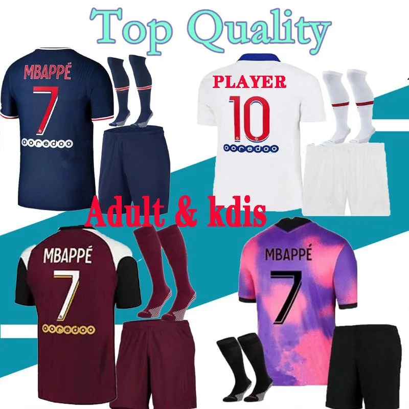 

2021 Men shirt Camiseta De Futbol Camisa 20 21 MBAPPE VERRATTI Kids kit shirts
