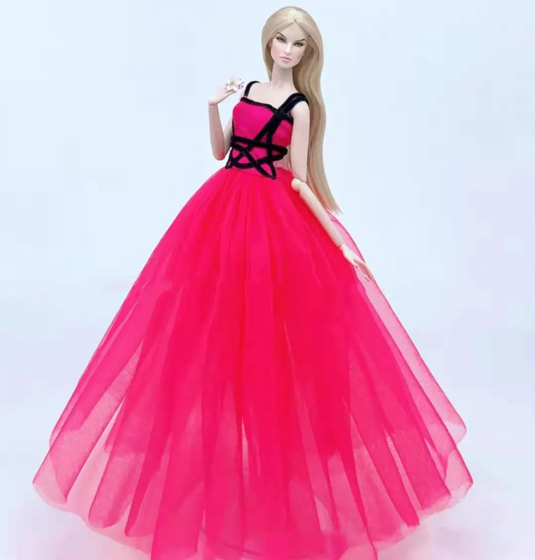

Fashion Doll Dress Evening Party Gown for Barbie Clothes Red Black Princess Vestido 1/6 BJD Dolls Accessories Kids DIY Toys Gift
