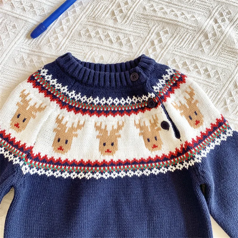 

Knitted Baby Girl Sweater Christmas Baby Sweater Deer Boys Sweaters Cotton Toddler Cardigan kids sweaters Boy Girl Cardigan 1-7Y