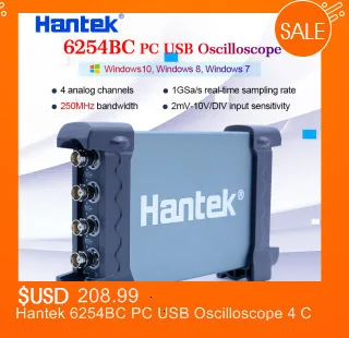 Hantek USB осциллограф комплект 70 МГц 100 МГц 200 МГц 250 МГц 4CH аналоговые каналы 1GSa/s осциллограф для ПК Поддержка Winows 7 8 10 DIY