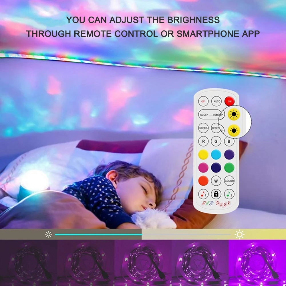 

LED Strip Lights 65.6FT/20M LED RGB Light Strip Music Sync 5050 Color Changing BT Controller /24-Key Remote for Home Party