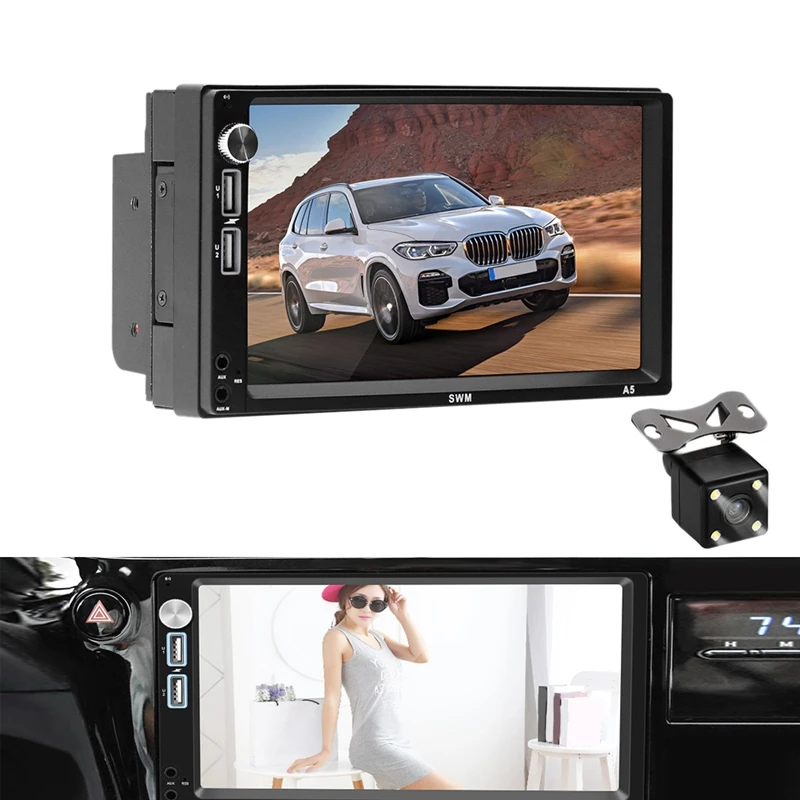 With camera 7 дюймов Android 8,1 Автомобильный плеер 2Din MP5 gps стерео приемник вождения рекордер навигатор Fm радио Wifi Bluetooth 4,0 головное устройство A5 - Цвет: With camera