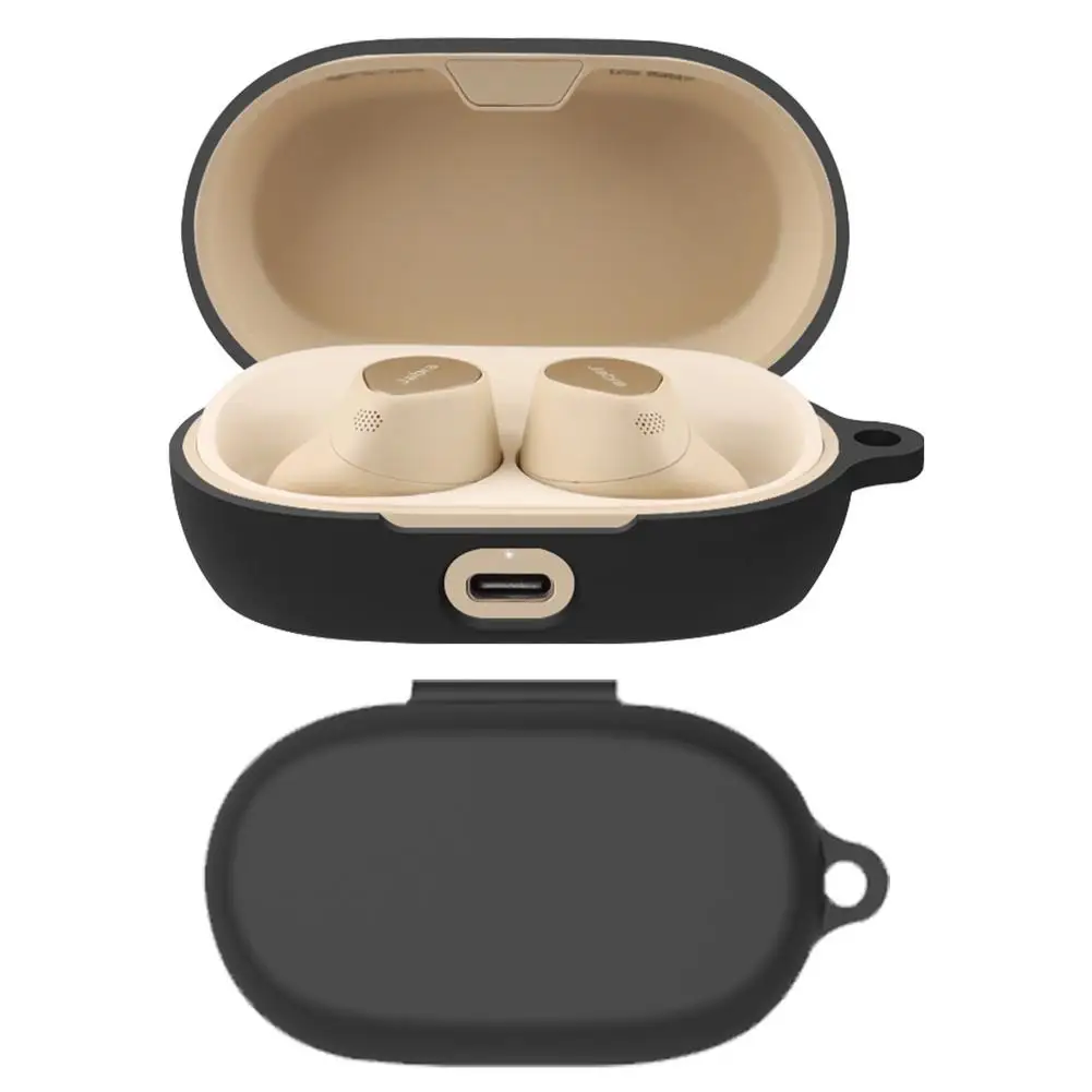 

Защитный силиконовый чехол ДЛЯ Jabra Elite 7 Pro, портативные амортизирующие чехлы с карабином, брелоком и передней светодиодной подсветкой