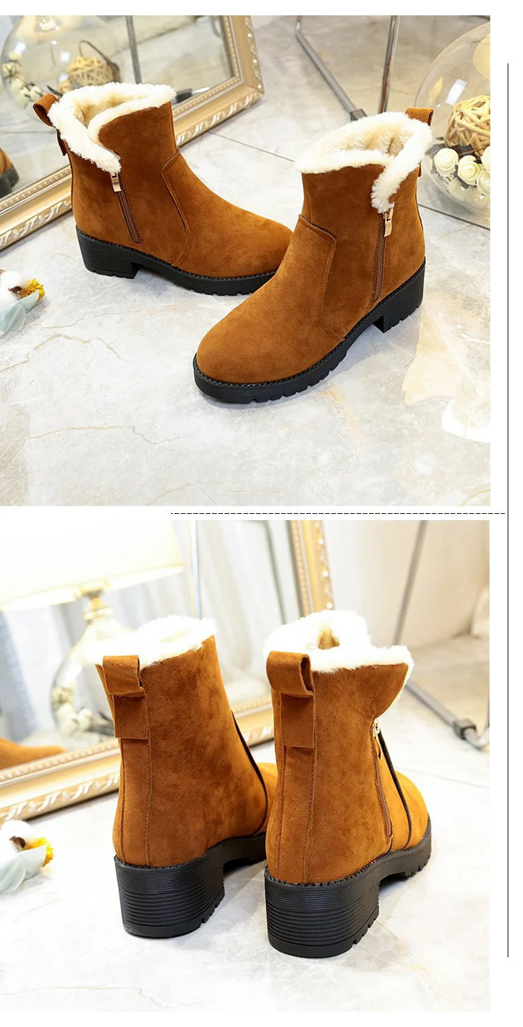 Зимние сапоги женская зимняя обувь на платформе с толстой подошвой; botas mujer; женские ботинки; нескользящие Зимние ботильоны