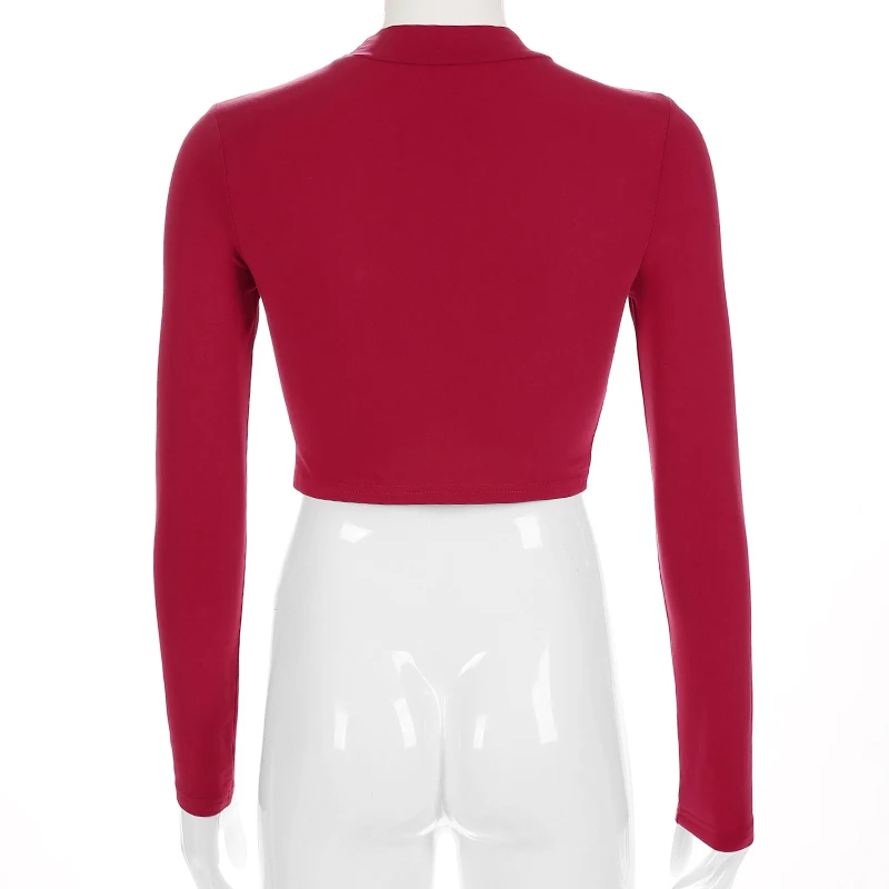 

Rapcopter Letter Print Crop Top Women Turtleneck Long Sleeve T Shirt Skinny Harajuku Tshirt Y2K Fashion Tops Autumn Streetwear