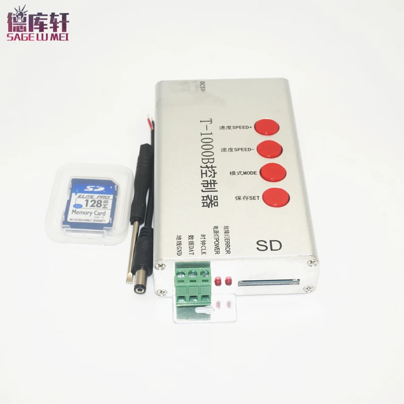 T1000B SD карты T-1000B DMX512 RGB контроллер WS2801 WS2811 WS2812B LPD6803 8806 светодиодный полосы цифровой светодиодный 2048 Пиксели DC5V-24V