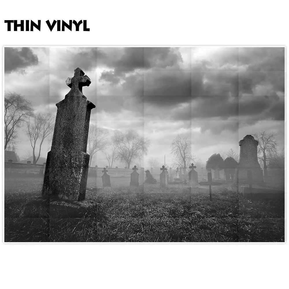 Фон для фотосъемки Funnytree с изображением темных облаков кладбища Хэллоуина осени