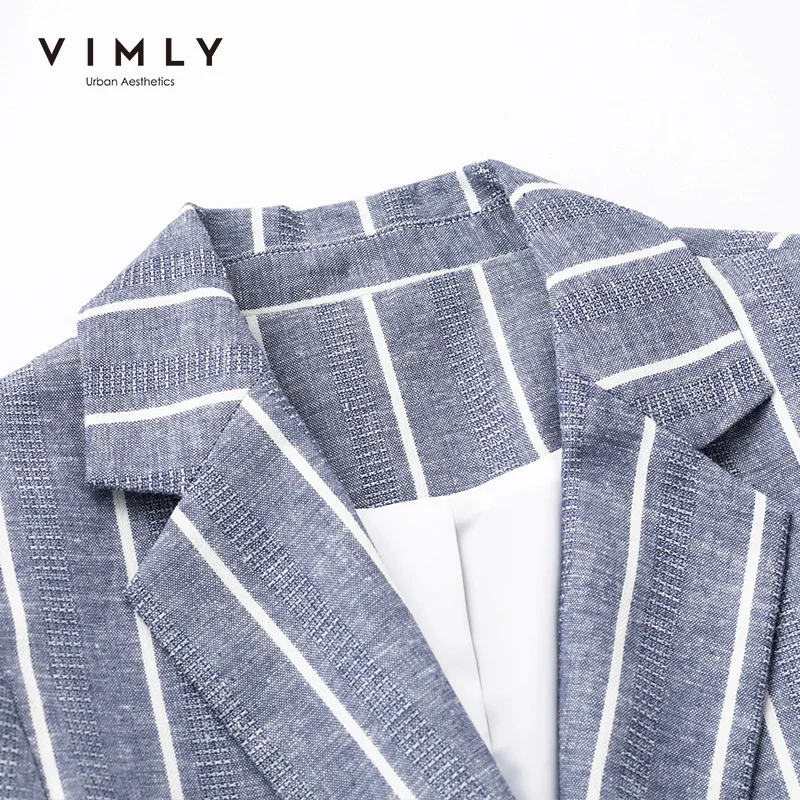 Vimly весенние полосатые блейзеры для женщин модные пиджаки с отложным воротником