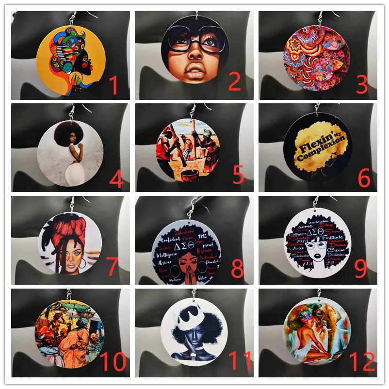 Бесплатная доставка! Черные деревянные серьги для девочек|Серьги-кольца| |