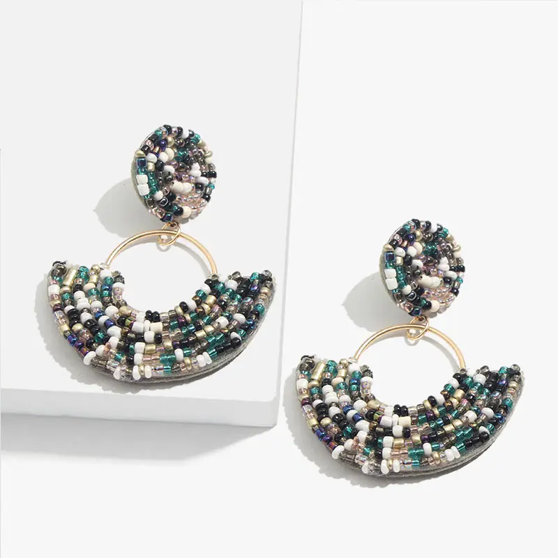 JJFOUCS Модные ручной работы из бисера серьги для женщин геометрические красочные