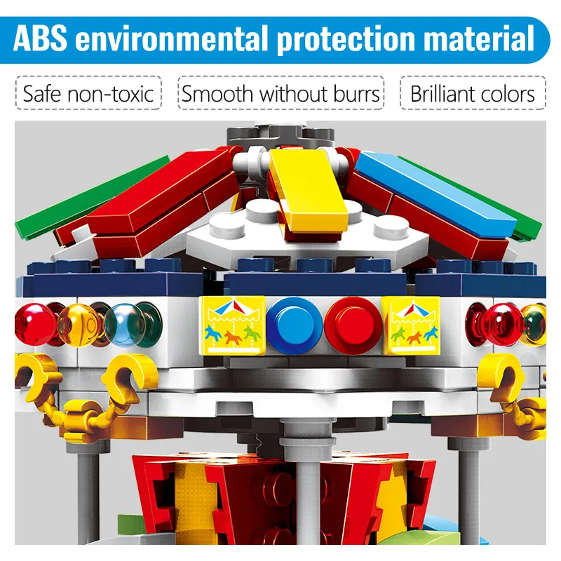 

City Amusement Park Ferris Wheel Pirate Ship Model Building Blocks Creative Friends MOC Bricks Educational Toys For Children