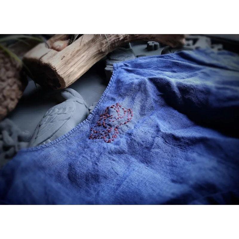 Женское свободное льняное платье с вышивкой женское винтажное d женские платья