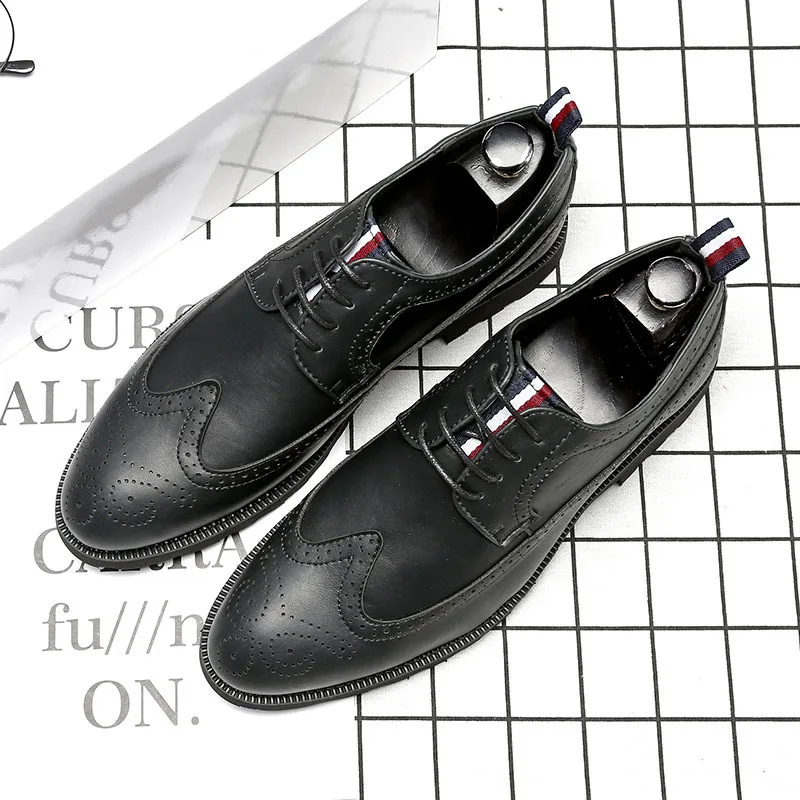 Мужские Кожаные броги в британском стиле Модная Винтажная обувь Bullock с