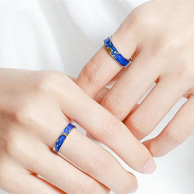 YIZIZAI серебряное покрытие Ван Гог звездное небесно голубое эпоксидное солнце и