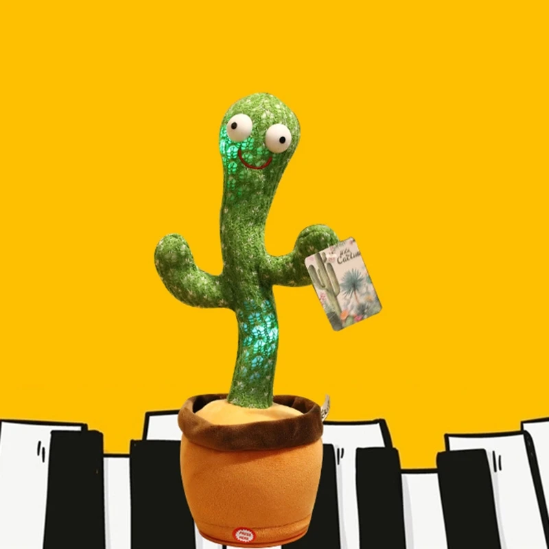 

53CE Funny 32cm Electric Dancing Plant Cactus Plush Stuffed Toy with Music for Kids Children Gifts Home Office Decor