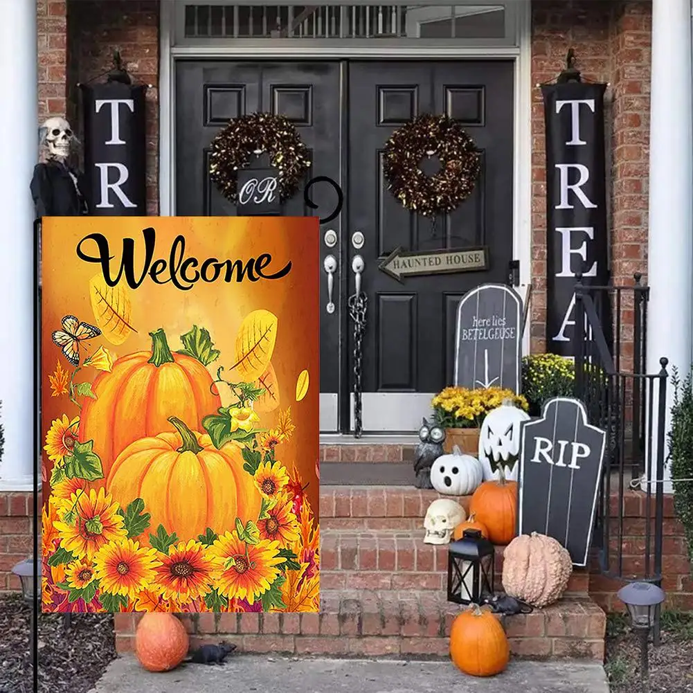30*45 см Тыква Печать знак благодарения осень баннер Дня открытый садовый