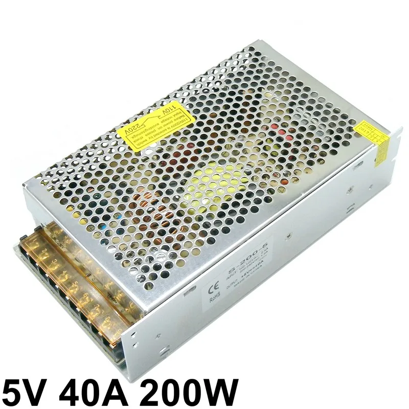 

LED Switching Power Supply AC 110V 220V To DC 5V 40A 200w Led Driver AC-DC Lighting Transformer For LED Strip Display CCTV