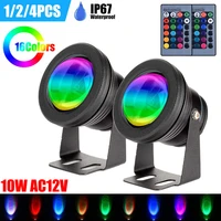10w rgb led underwater flood light 16 color changing waterproof outdoor pond fountain light submersible led dimmable spotlight