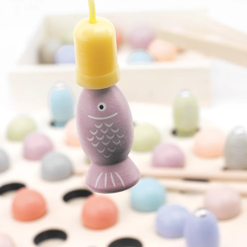 

Wooden Montessori Toys Kids Early Learning Educational Toys Clip Beads Magnetic Fishing Game Teaching Aids Toy For Children Gift