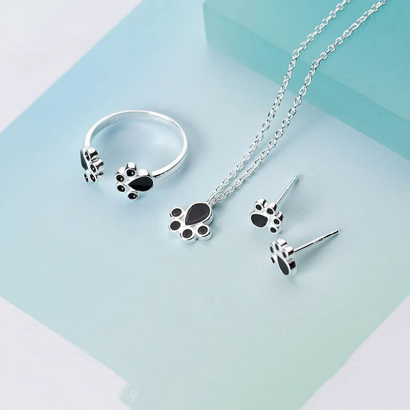 

PONYKISS Genuine S925 Solid Sterling silver Cute animal paw Choker Necklace Chain Women Party Fine Accessory Birthday Chic Gift