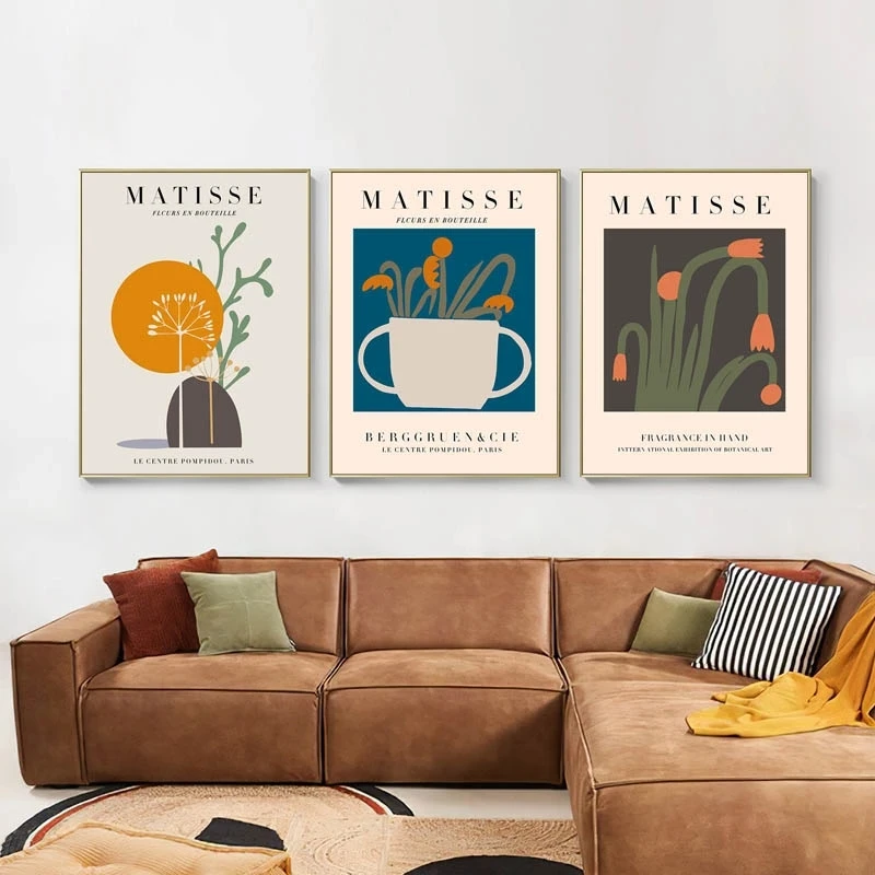 

Nordic Minimalist Matisse Poster Boho Art Flower Hd Print Abstract Geometric Canvas Painting Wall Pictures for Living Room Decor