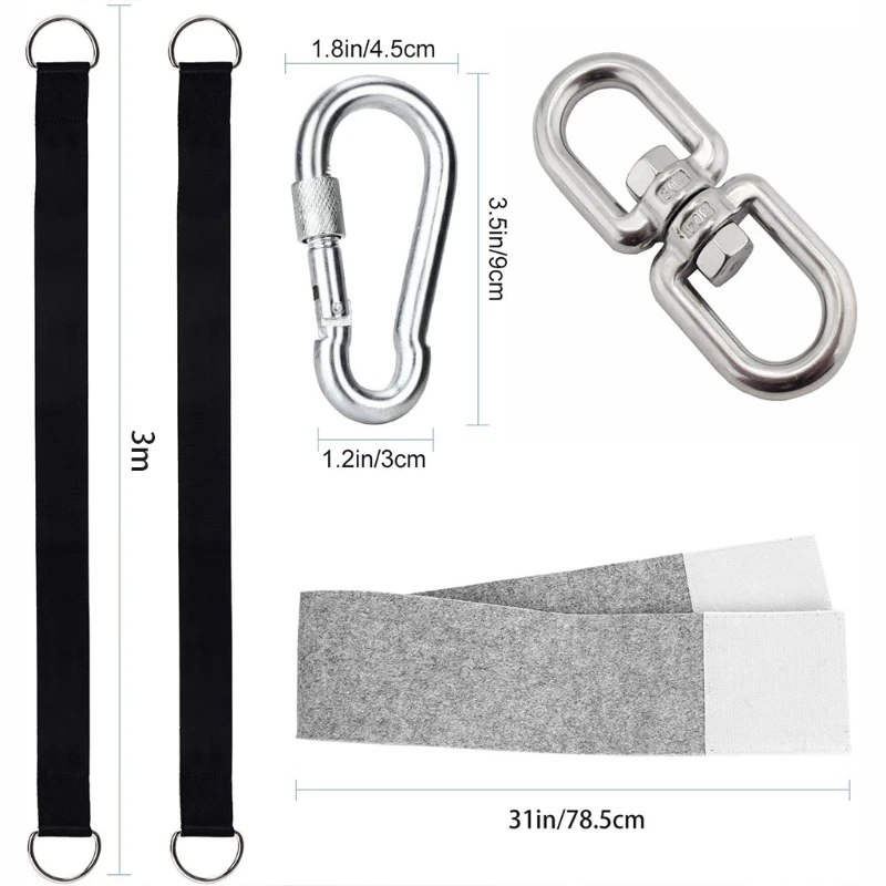 

Swivel Buckle 2 10 FT Tree Swing Straps 2646LBS Locking Carabiners 1000D Nylon Environmental Protection Swivel Buckle