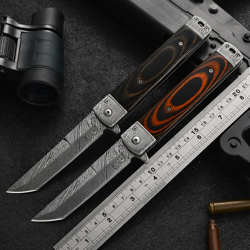 

Hunting Folding Knife Damacus Pattern Tactical Survival Knife Fruit Cutter Camping Hunting Pocket EDC Tool