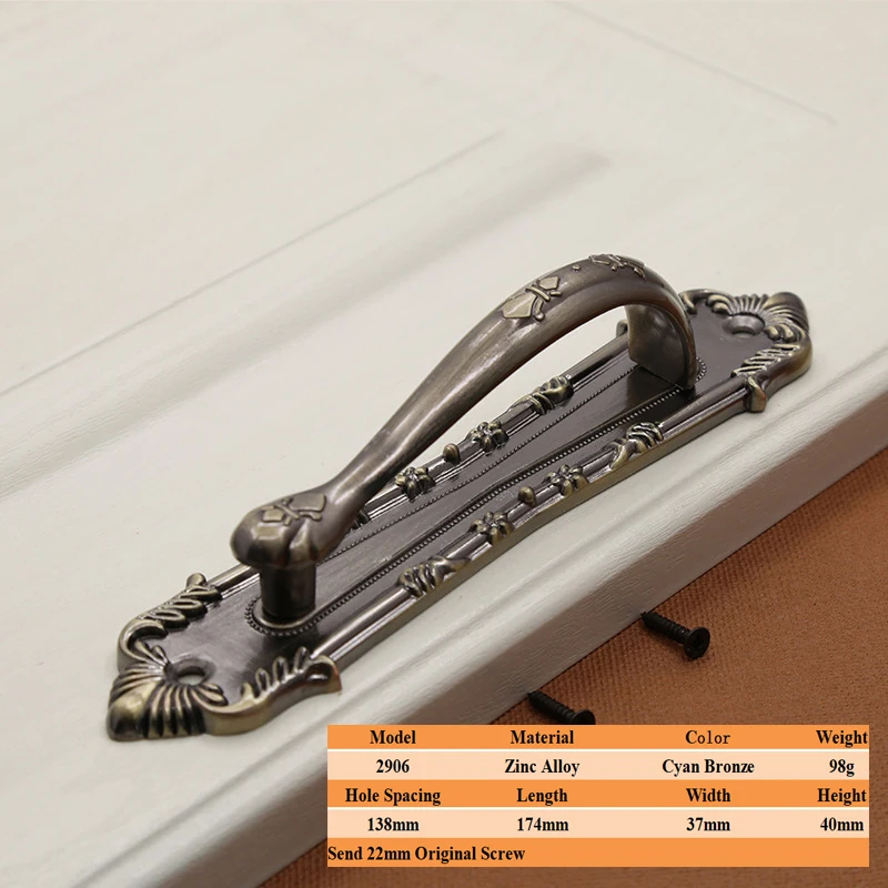 Классическая мебельная дверь из цинкового сплава в европейском стиле, деревянная дверь, раздвижная дверь, ручка для поверхностного монтажа, ручка ящика