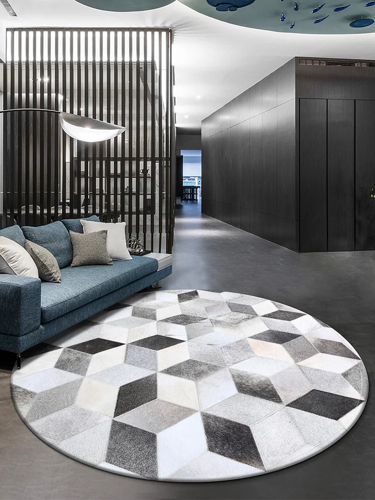 Американский Стиль роскошный серый теплые Прошитые круглая нашивка работы ковры