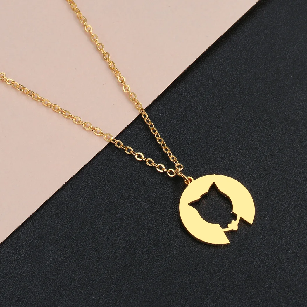 Кошка ожерелье подвеска колье для женщин модные дружбы Jewely мультфильм животных