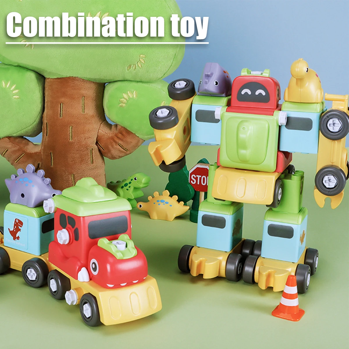 

Take Apart Stem Robot Train Toy 2-in-1 Train Robot Transformable Toy STEM Educative Dinosaur Train Robot Toy for Kids Age