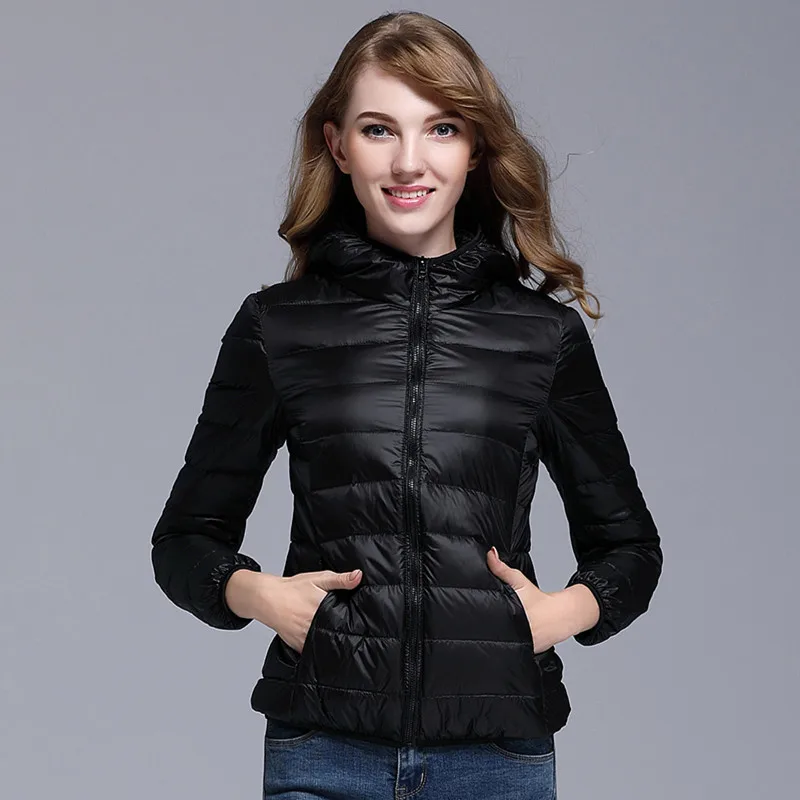 Новинка 2019 зимние женские модные тонкие толстовки с капюшоном куртки на белом