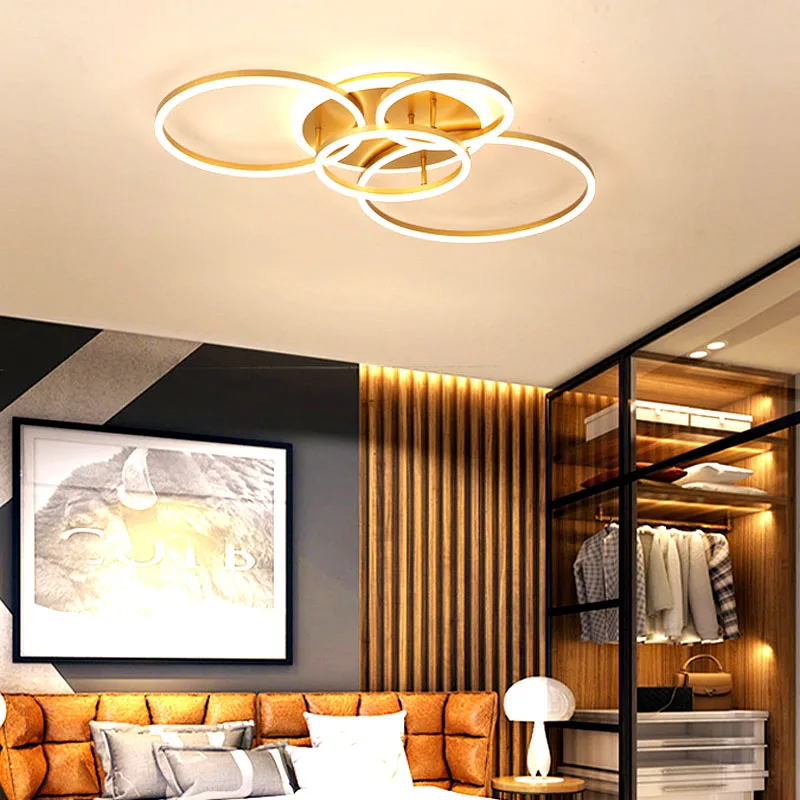 

Modern living room round LED ceiling lamp golden bedroom chandelier restaurant lamp hotel lighting factory direct sales
