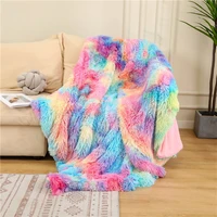 furry double sided blanket winter warm long plush multifunctional blanket fluffy bedspread blanket for sofa bed birthday gift