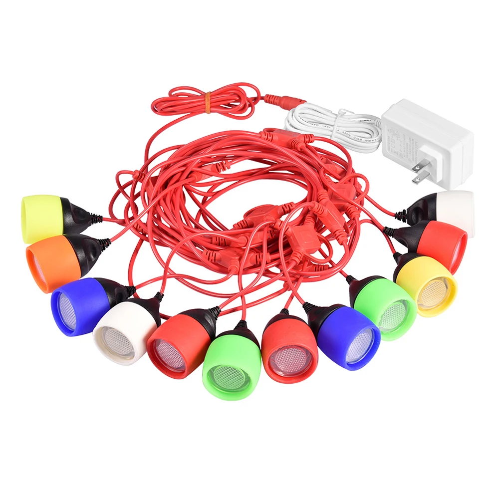 

Classic LED String Lights RGB 38 Foot Length 12 Impact Resistant Bulbs Shatterproof Weatherproof for Patio Deck Backyard Garden